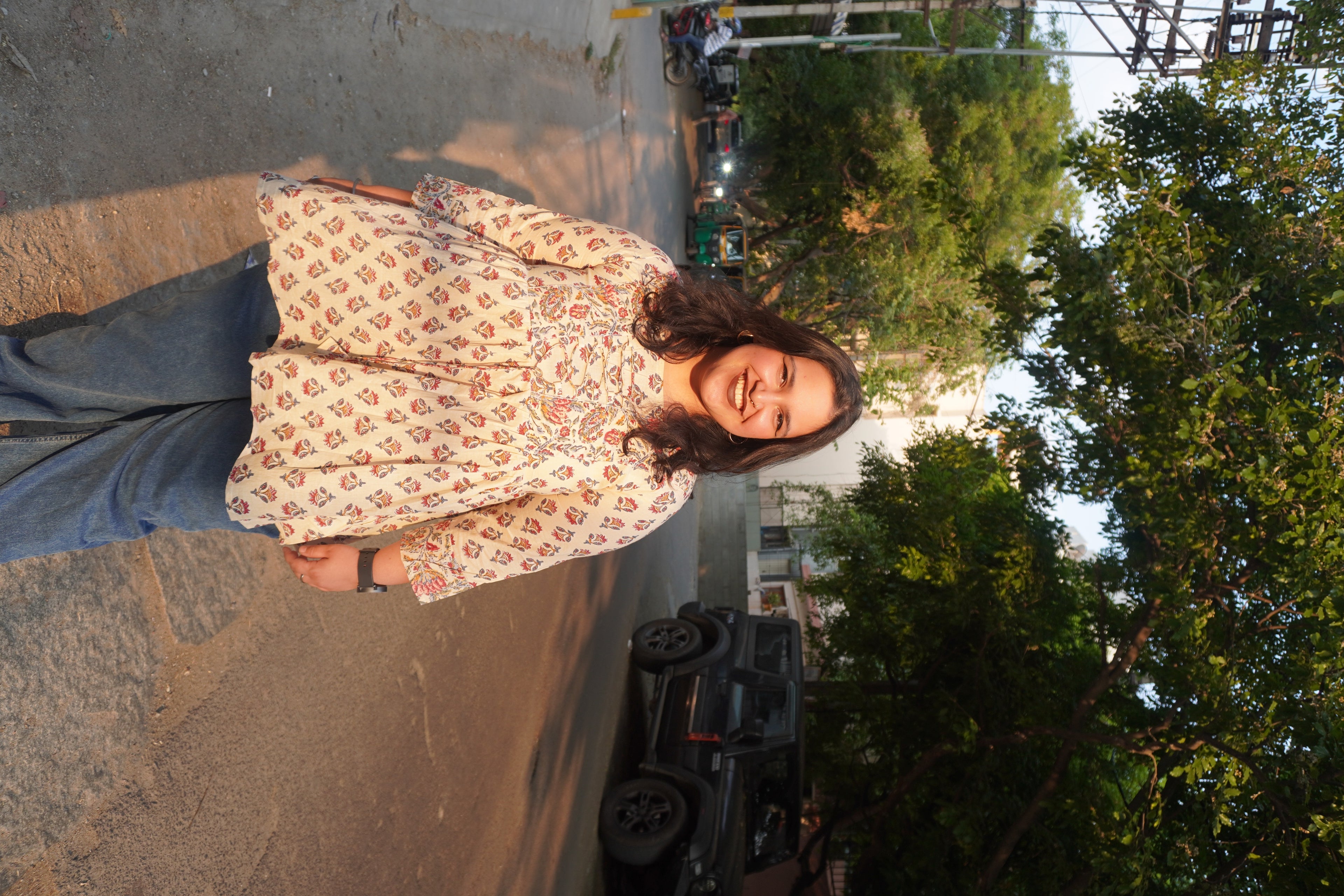 Gulnaar Bloom Peplum Short Kurti full-length view