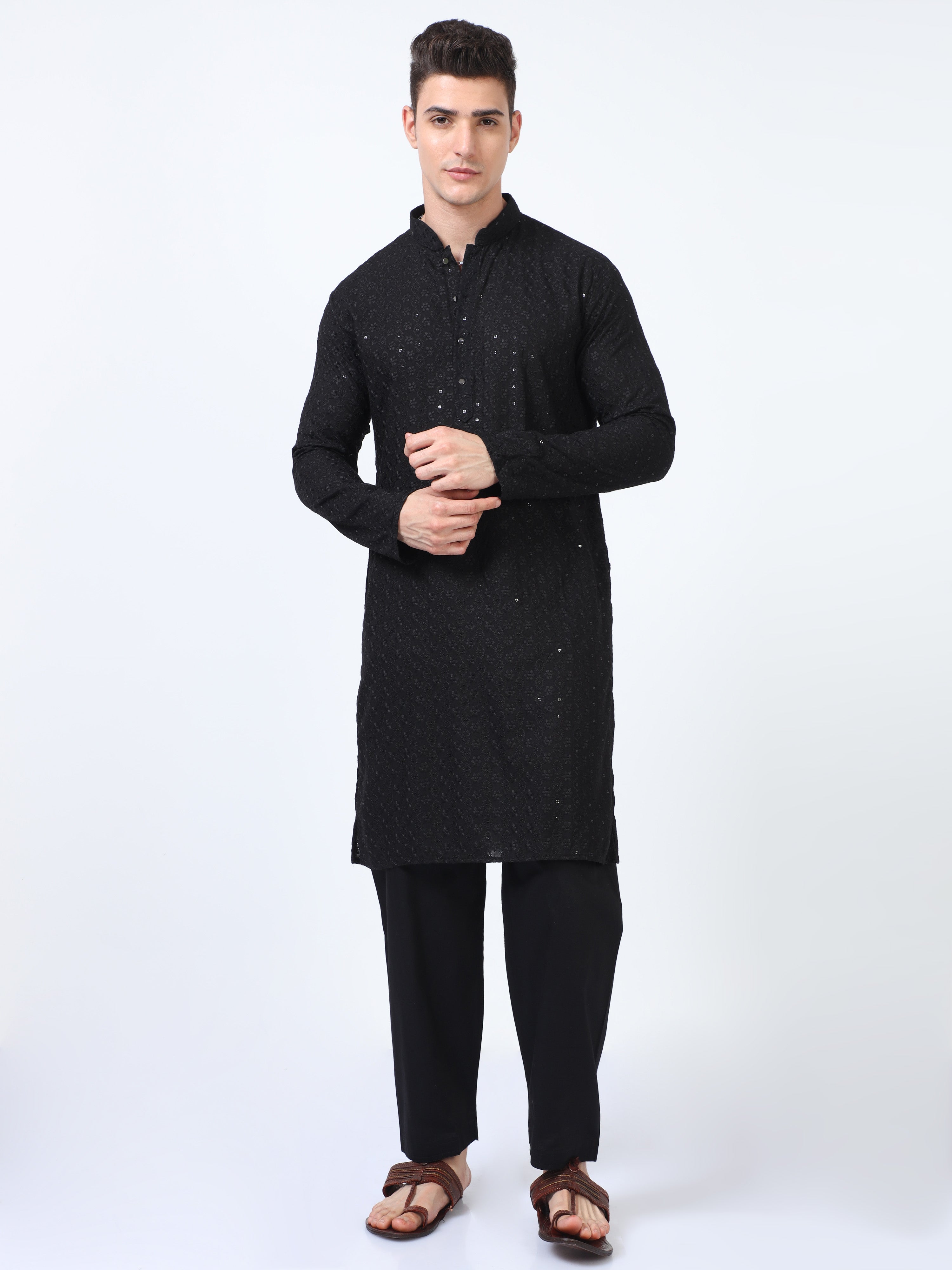 Black Bazigar Chikankari Kurta