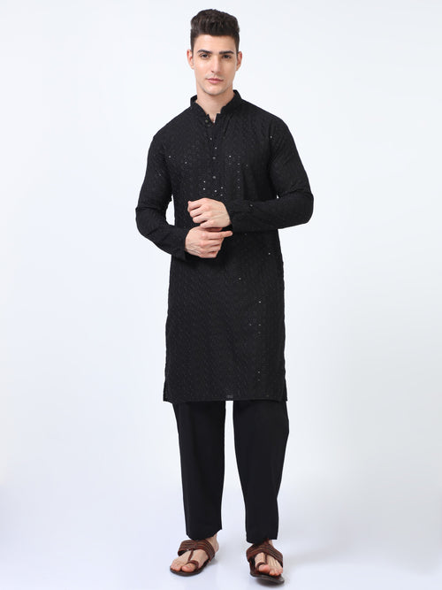 Black Bazigar Chikankari Kurta