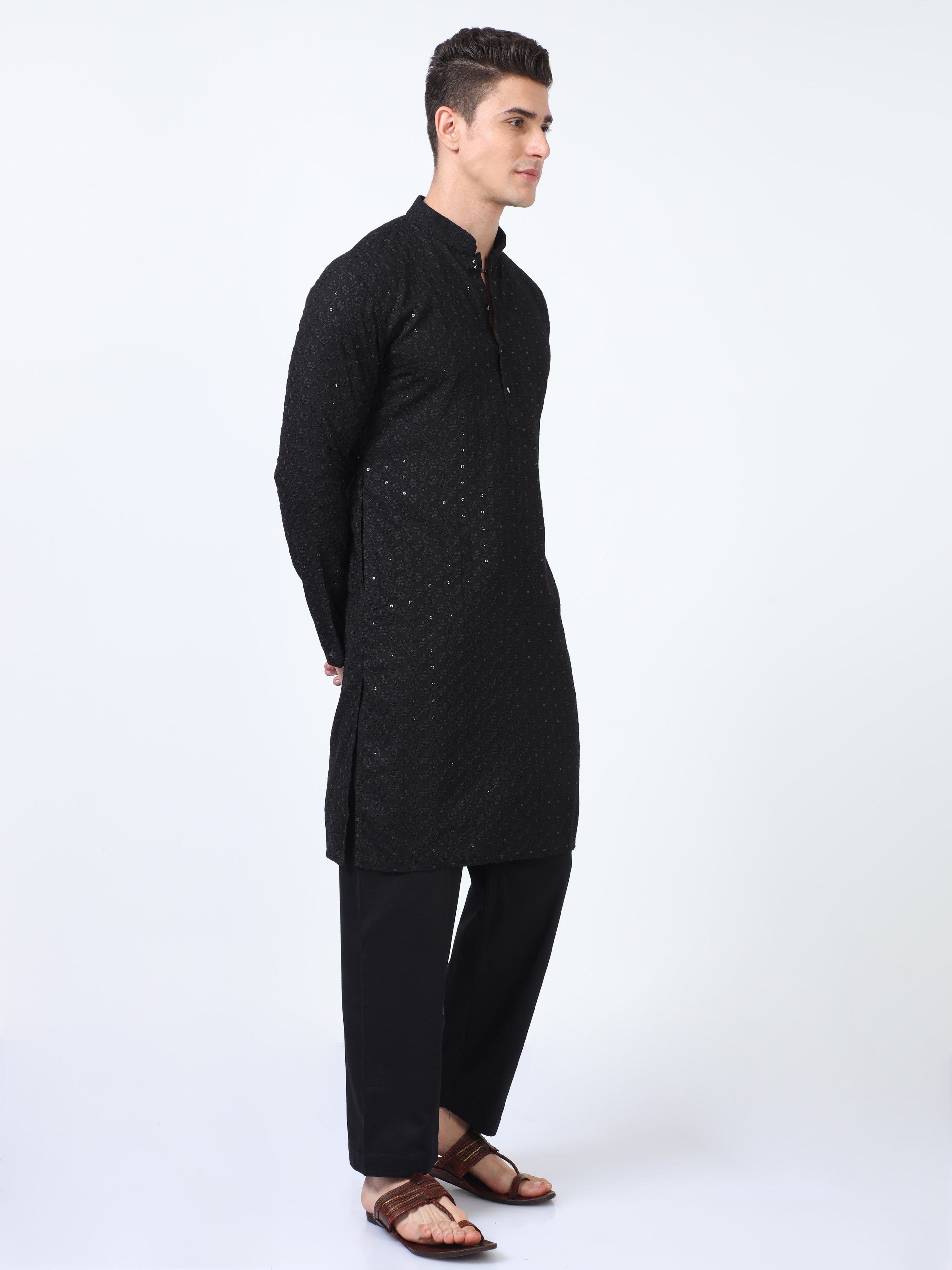 Black Bazigar Chikankari Kurta