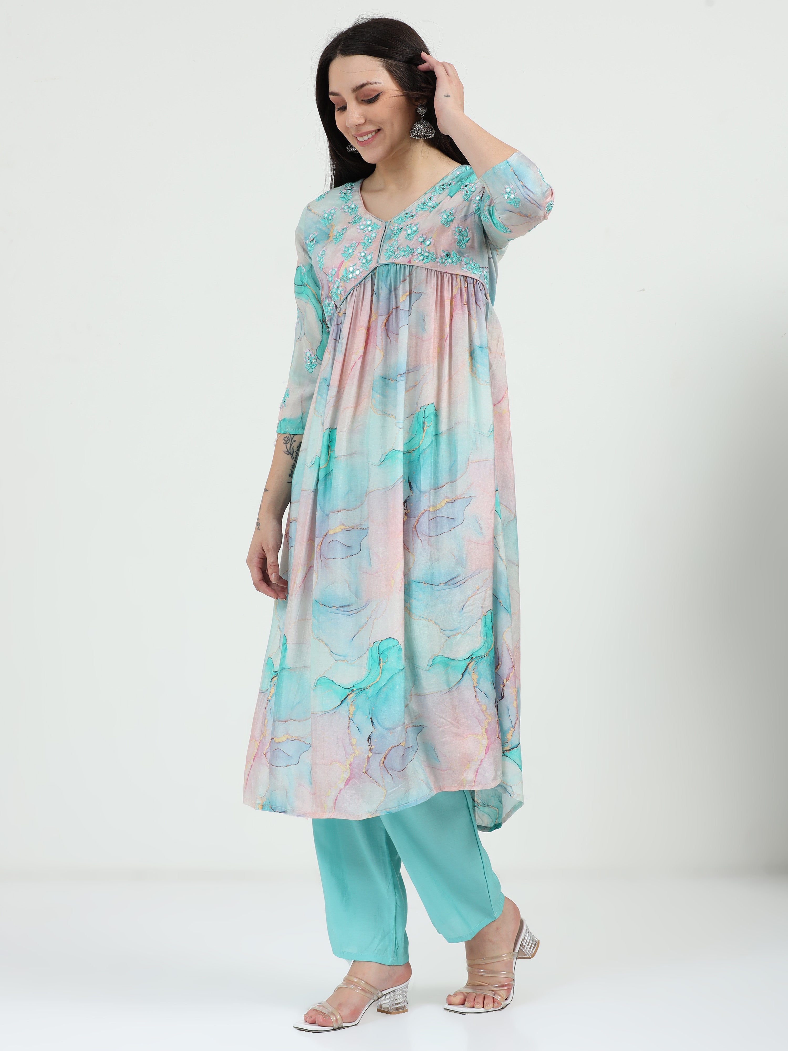 Aqua Apsara Kurta Set