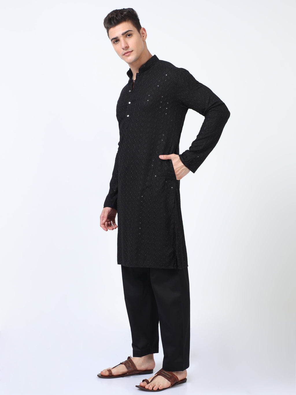 Black Bazigar Chikankari Kurta