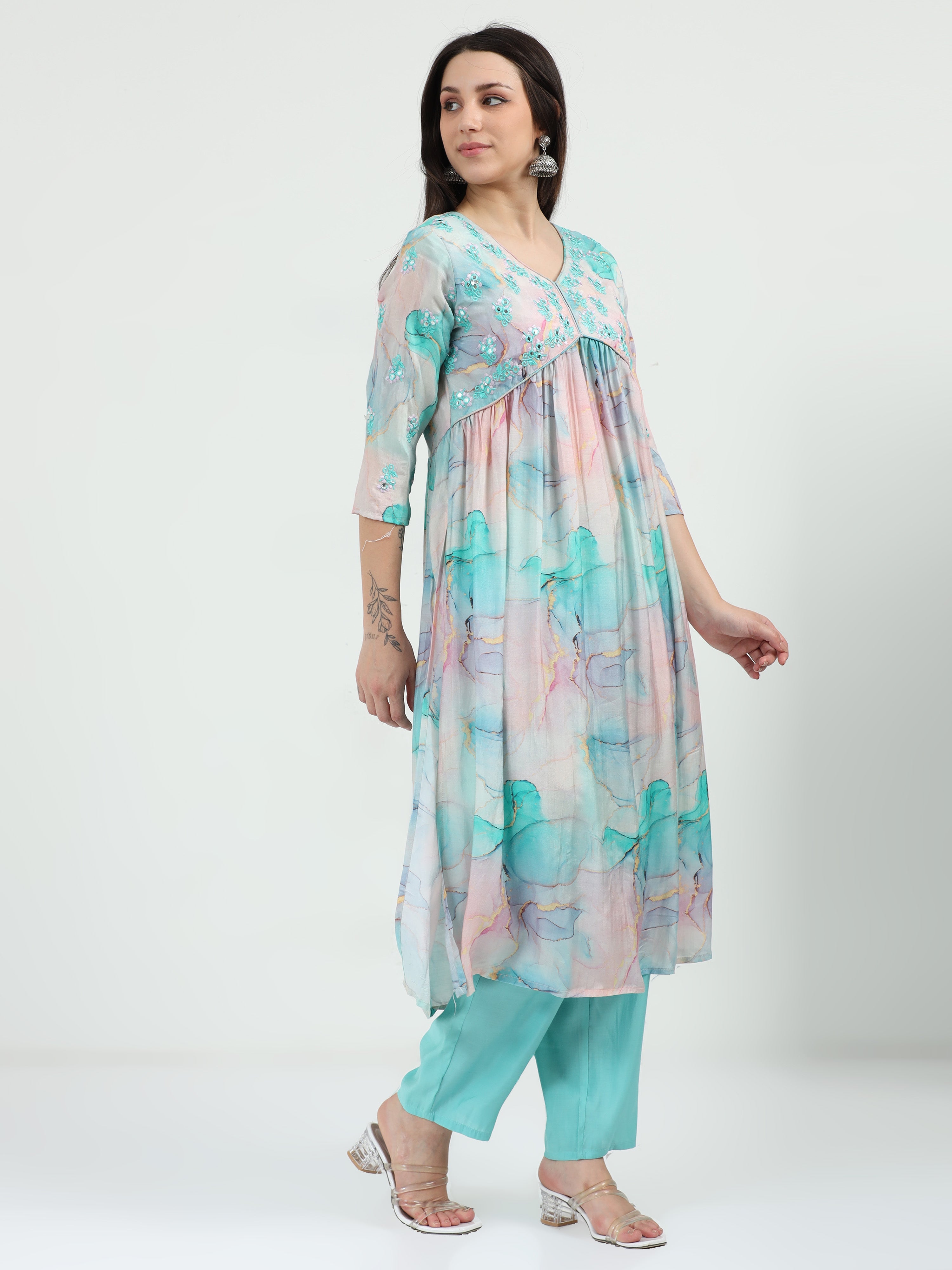 Aqua Apsara Kurta Set