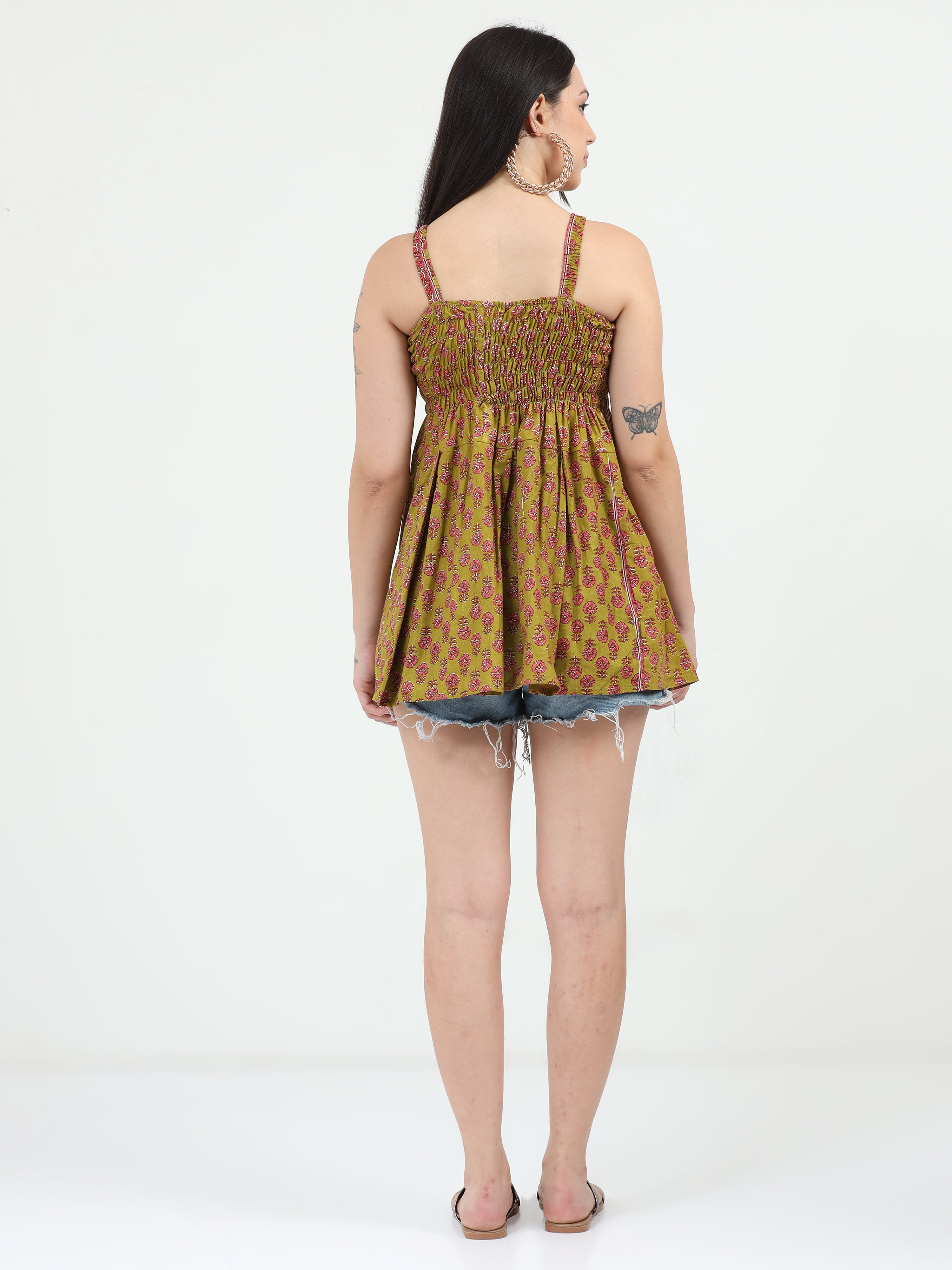 Olive Oomph Smocked Top