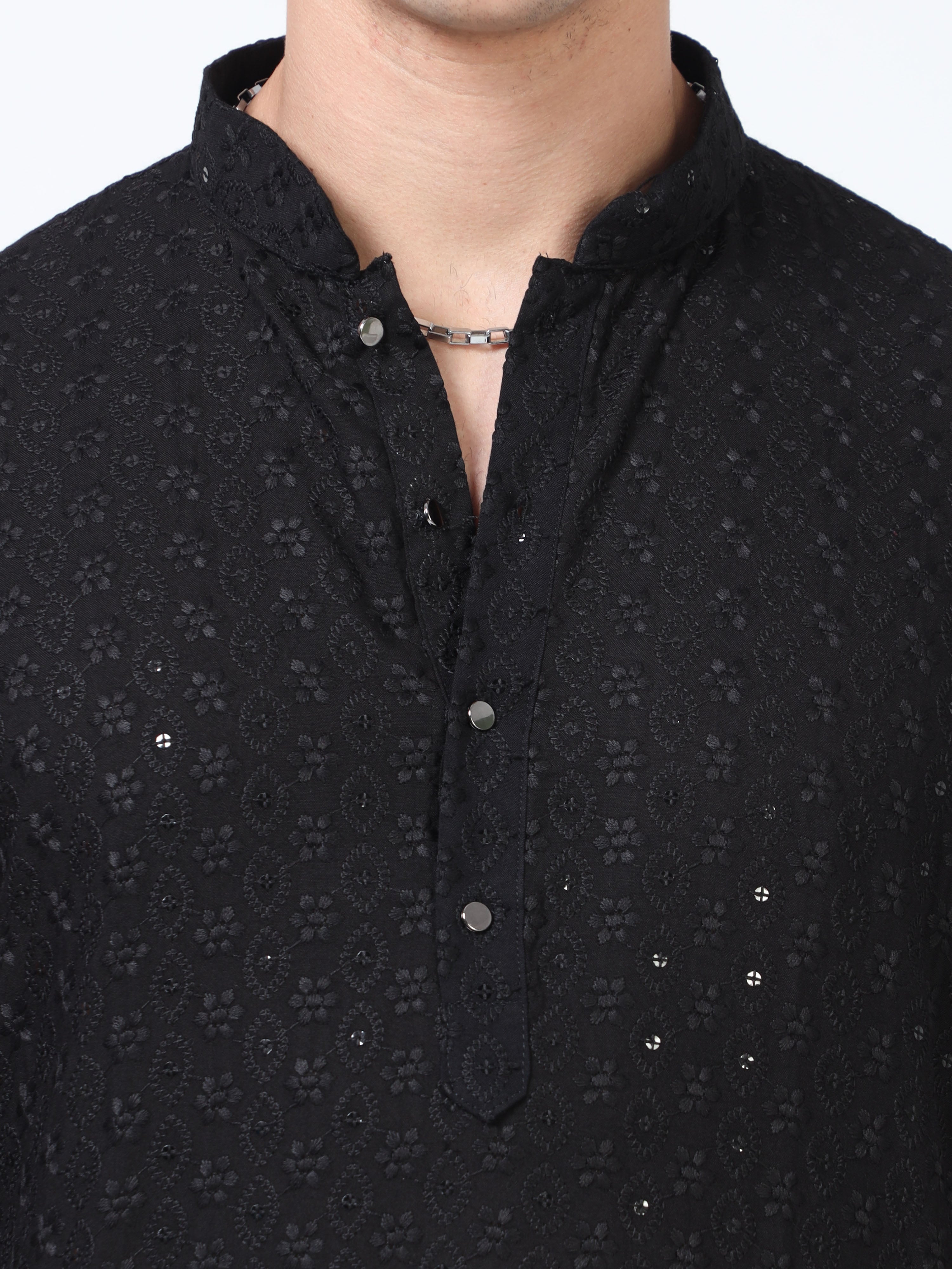 Black Bazigar Chikankari Kurta