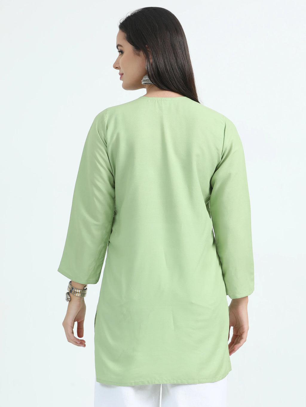 Green Gulbahar Chikankari Short Kurta