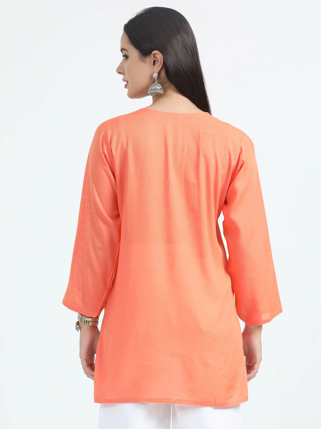Orange Oorja Chikankari Short Kurta
