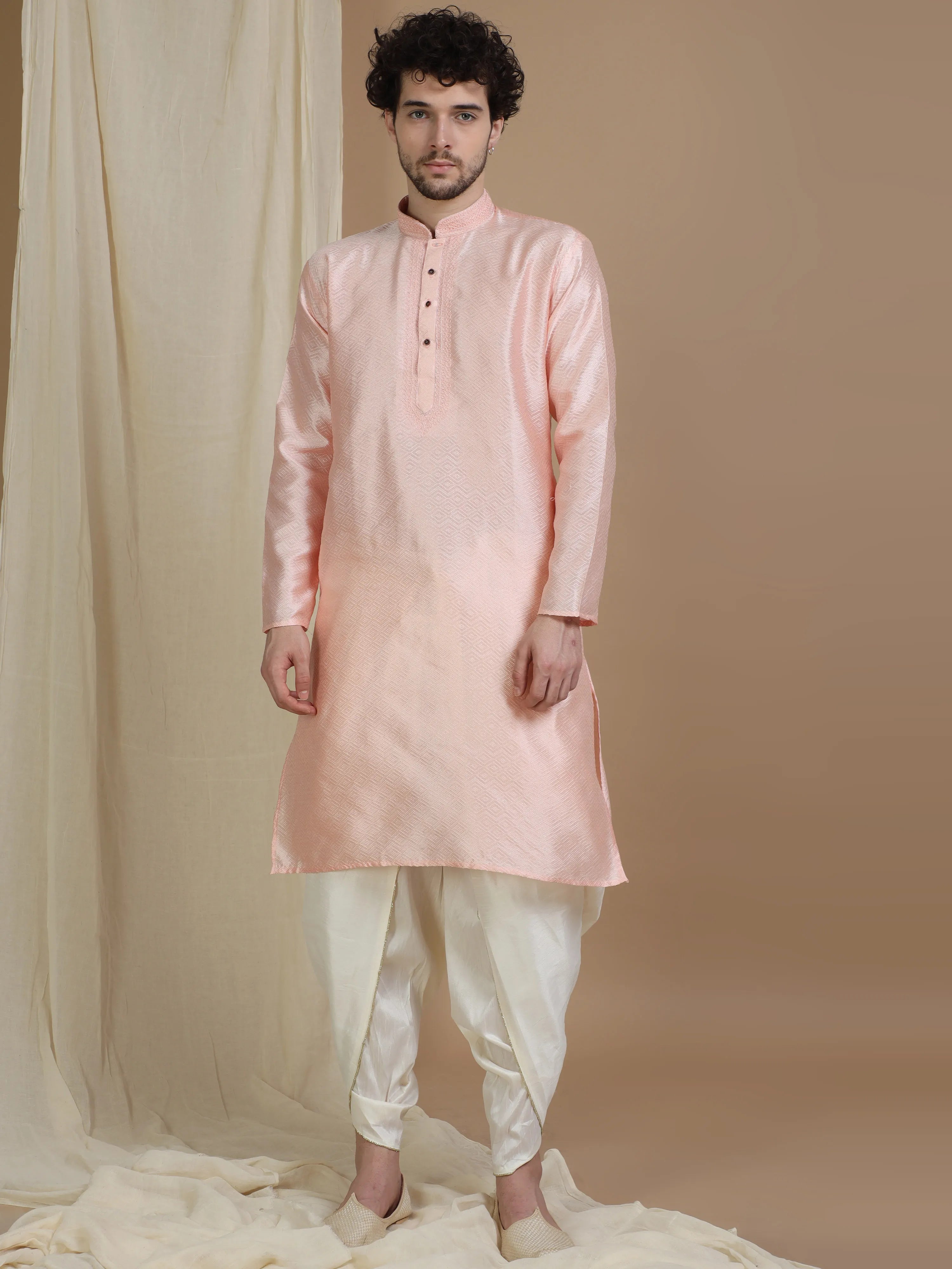 Pastel Pink Silk Blend Kurta