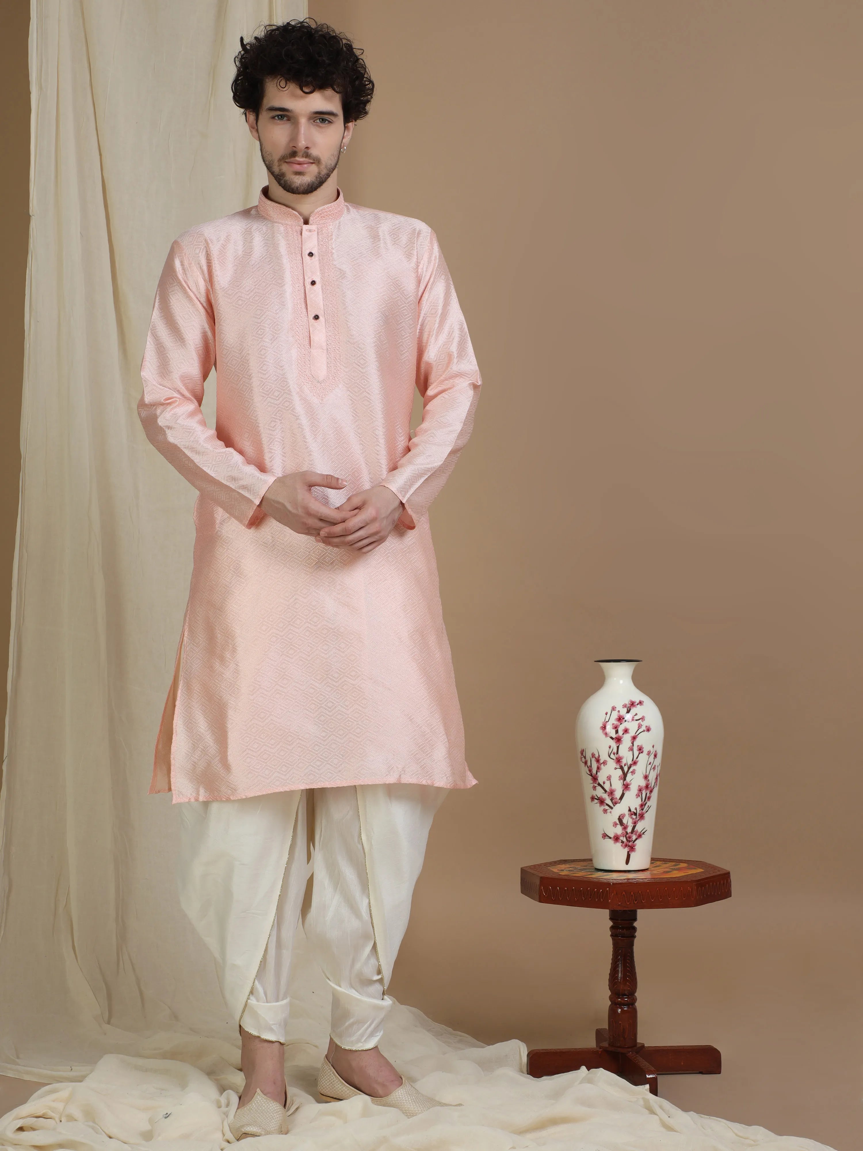 Pastel Pink Silk Blend Kurta