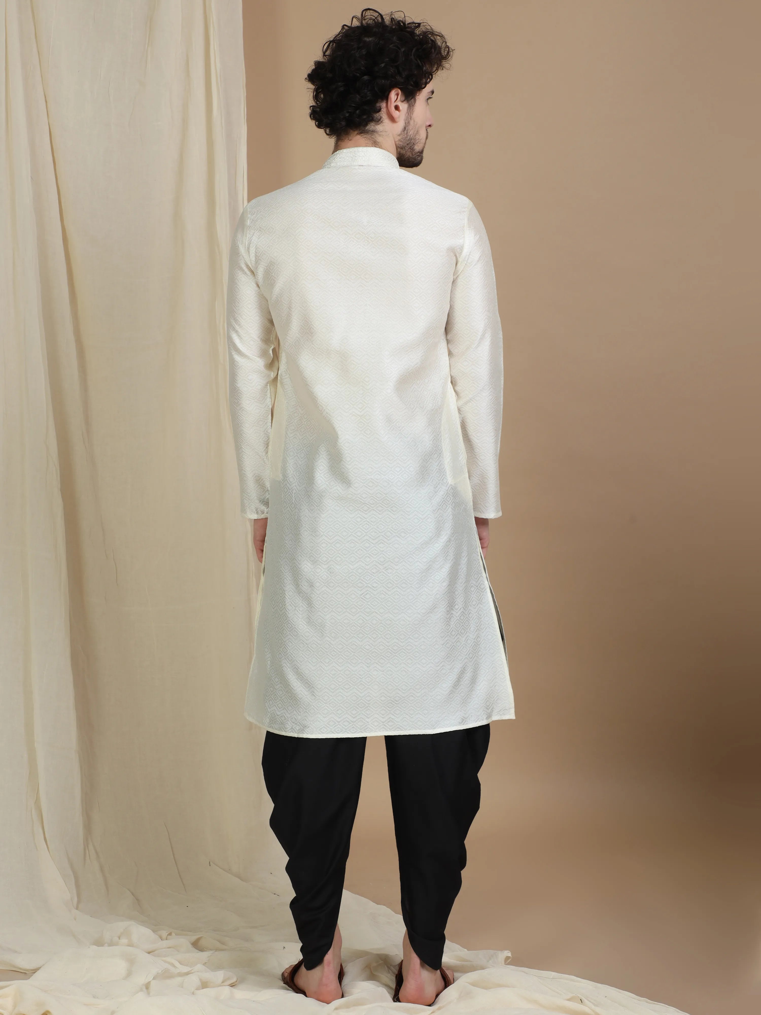 White Silk Blend Kurta