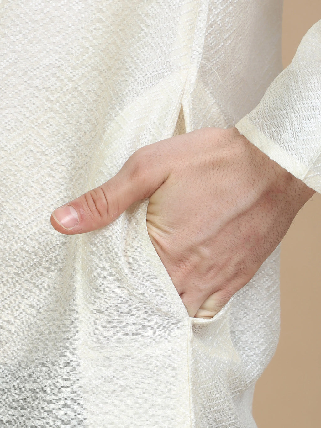 White Silk Blend Kurta