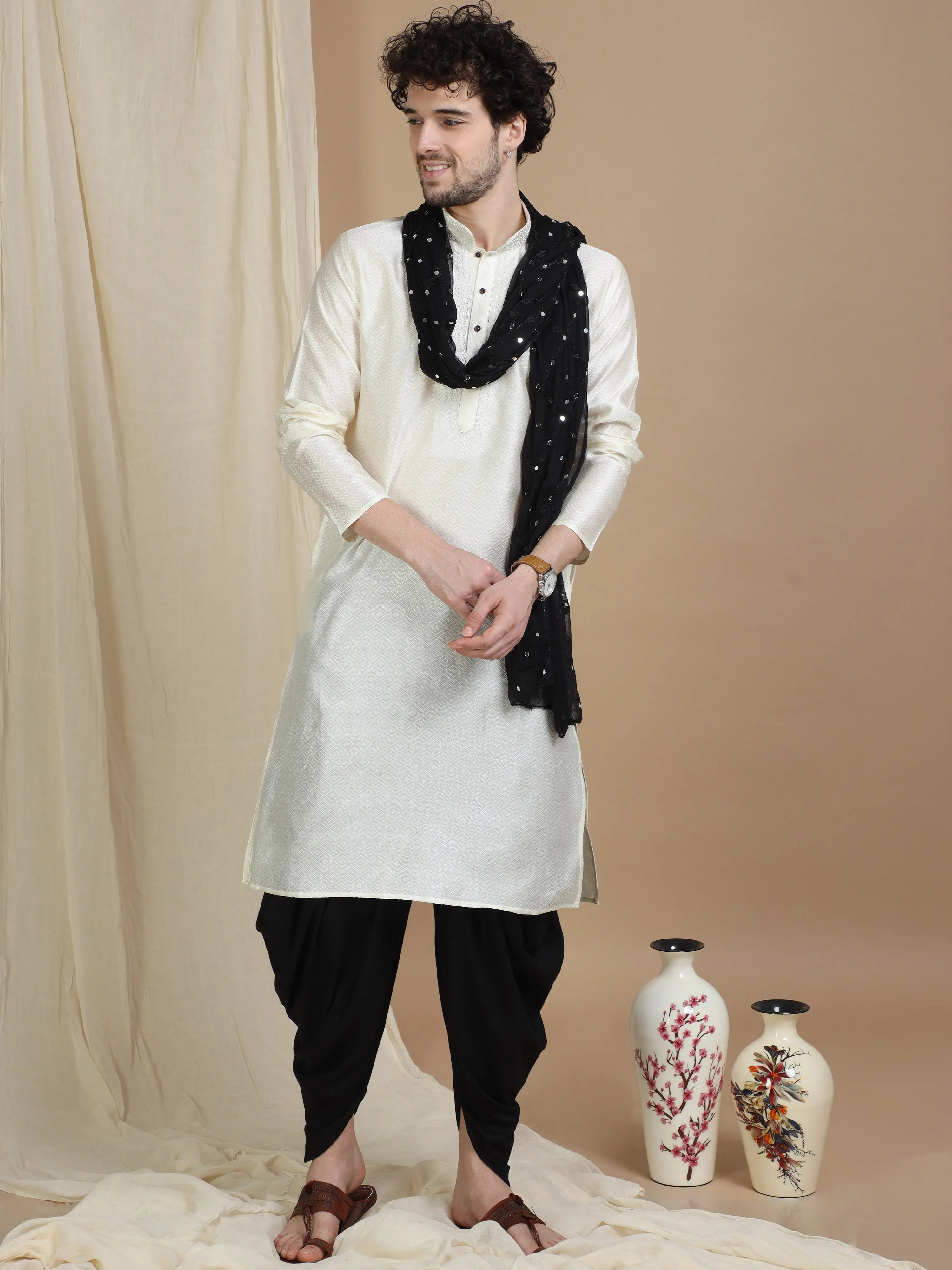 White Silk Blend Kurta