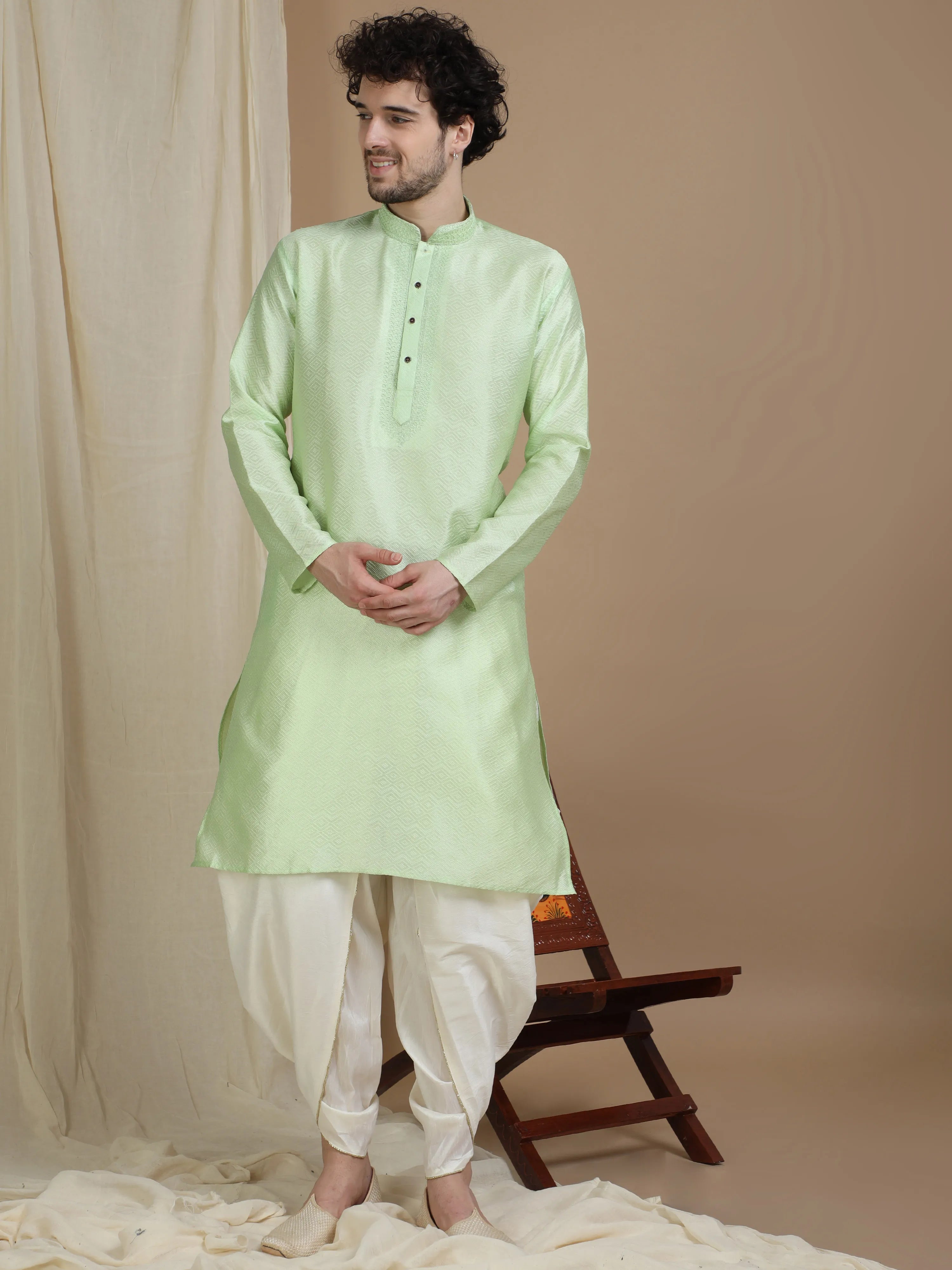 Pastel Green Silk Blend Kurta