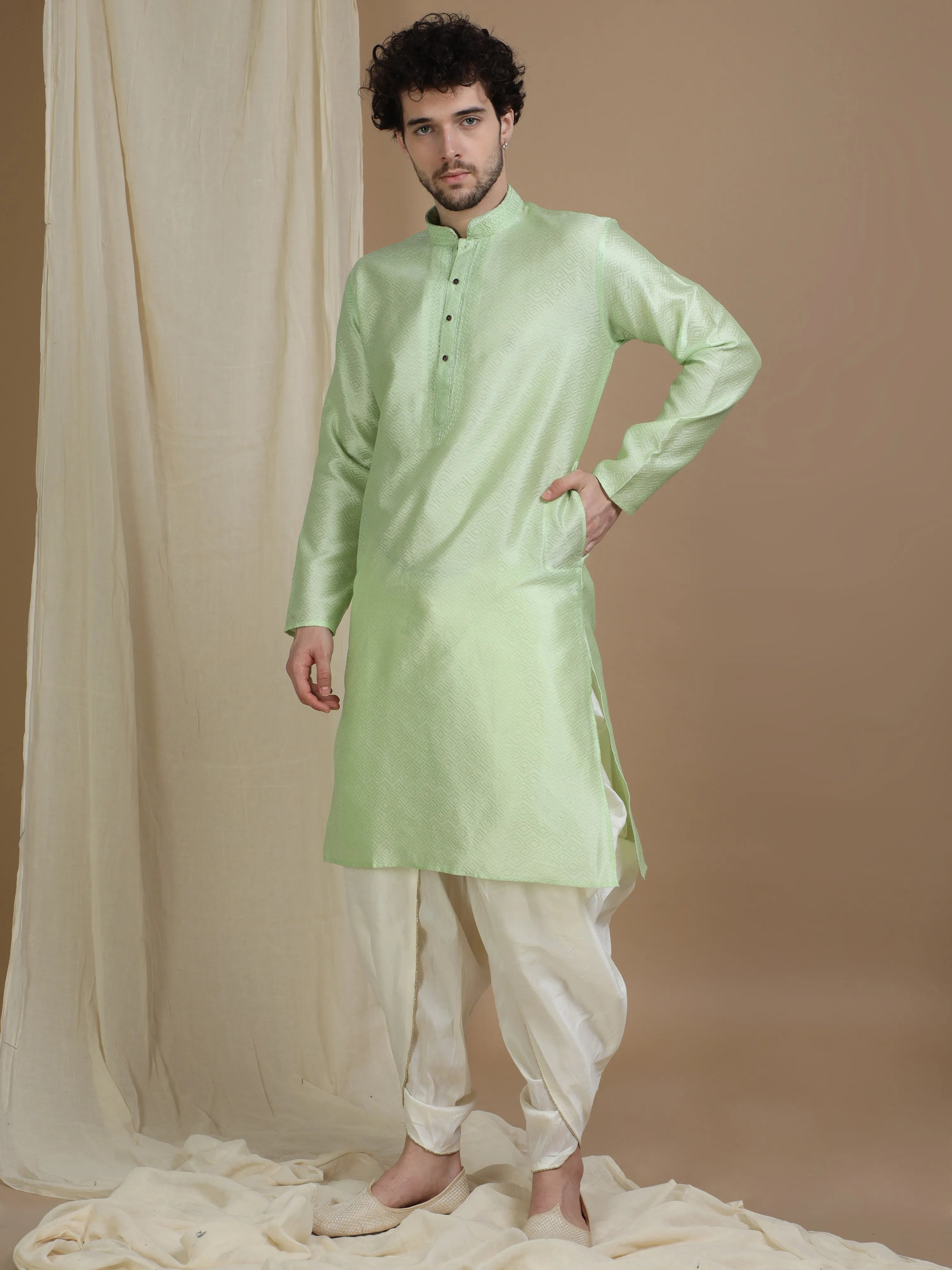 Pastel Green Silk Blend Kurta